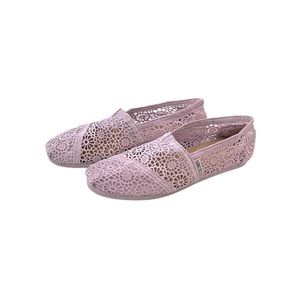 Toms Womens Floral Crochet Lace Slip On Flats Shoes Purple Size 6